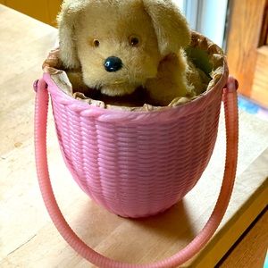 VTG Puppy in Basket early 1960s